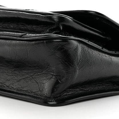 Saint Laurent Crinkled Lambskin Matelasse Monogram Baby Niki Chain Satchel Black 10 of 11
