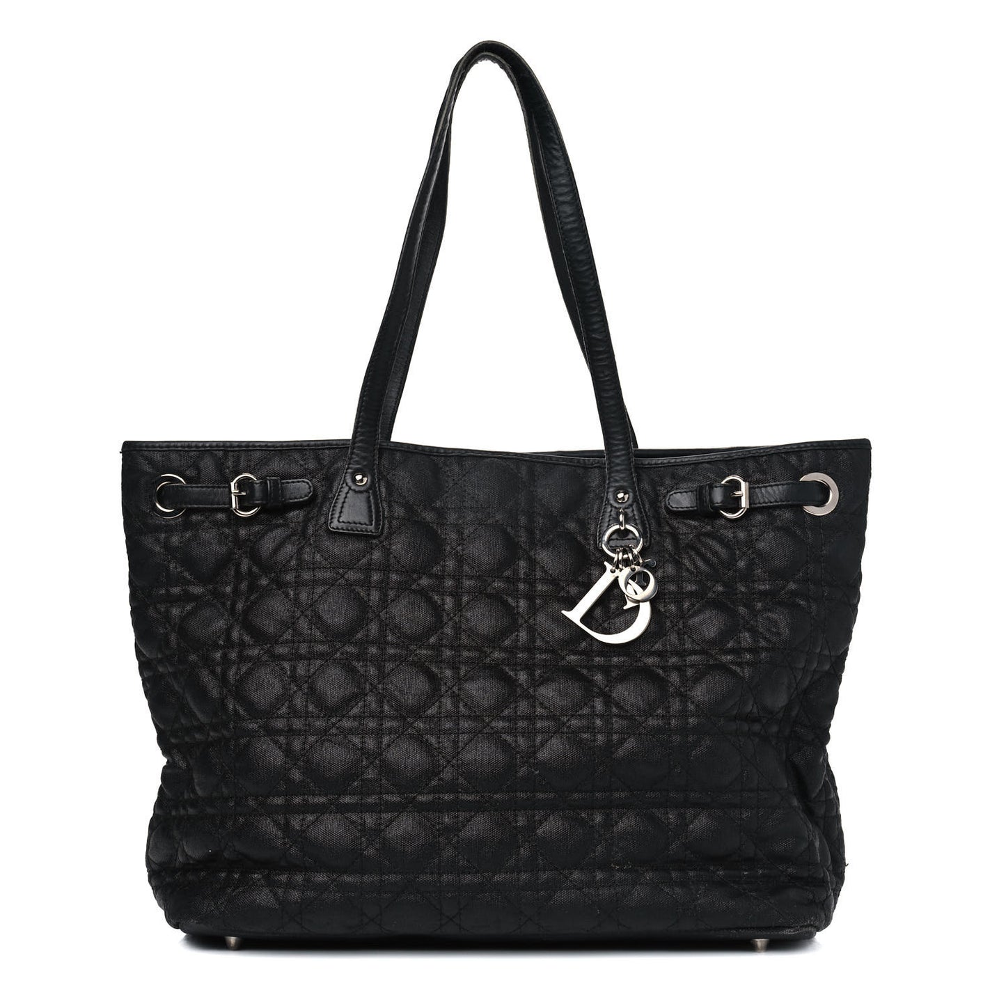 Coated Canvas Cannage Medium Panarea Tote Black