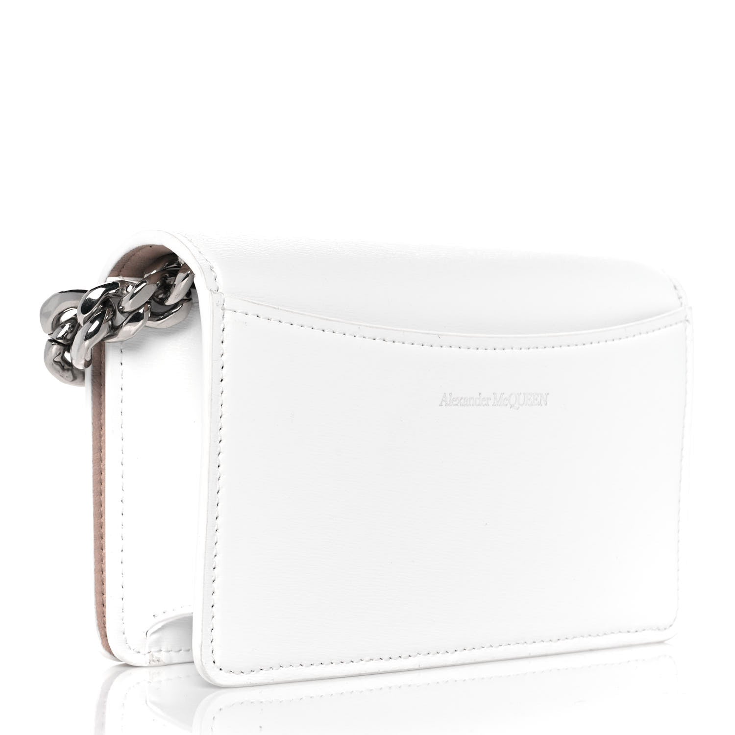 Alexander McQueen Smooth Calfskin Four Ring Knuckle Mini Chain Clutch White 2 of 8