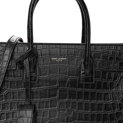Saint Laurent Calfskin Crocodile Embossed Baby Sac De Jour Black 7 of 9