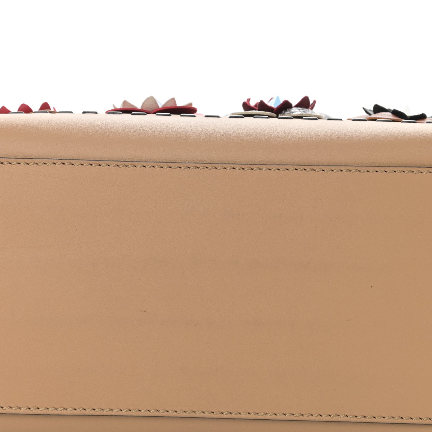 Fendi Calfskin Flowerland Studded Dotcom Satchel Cuoio Multicolor 12 of 15