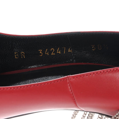 Saint Laurent Leather Janis Chain Heel Pointed Pump 38.5 Red 8 of 9