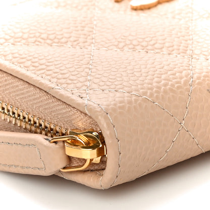 Chanel Caviar Quilted Zip Around Coin Purse Beige 9 of 12