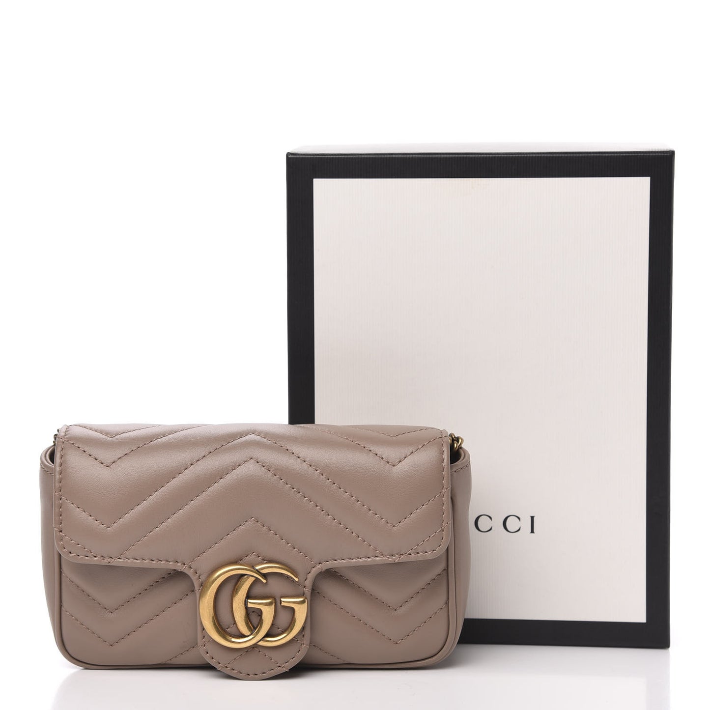 Calfskin Matelasse Super Mini GG Marmont Shoulder Bag Porcelain Rose