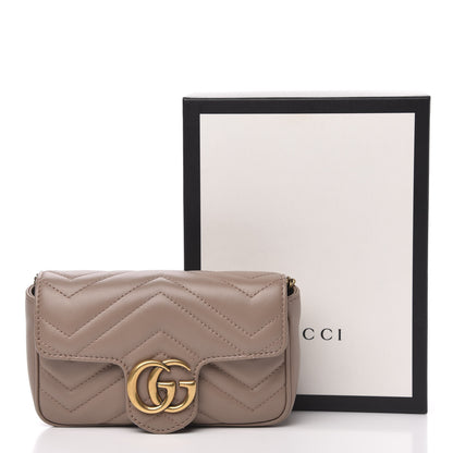 Gucci Calfskin Matelasse Super Mini GG Marmont Shoulder Bag Porcelain Rose 12 of 12