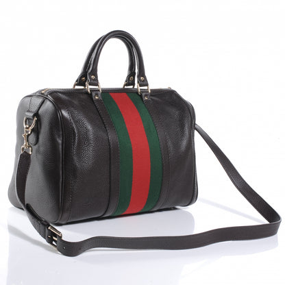 Gucci Leather Vintage Web Medium Boston Brown 3 of 8
