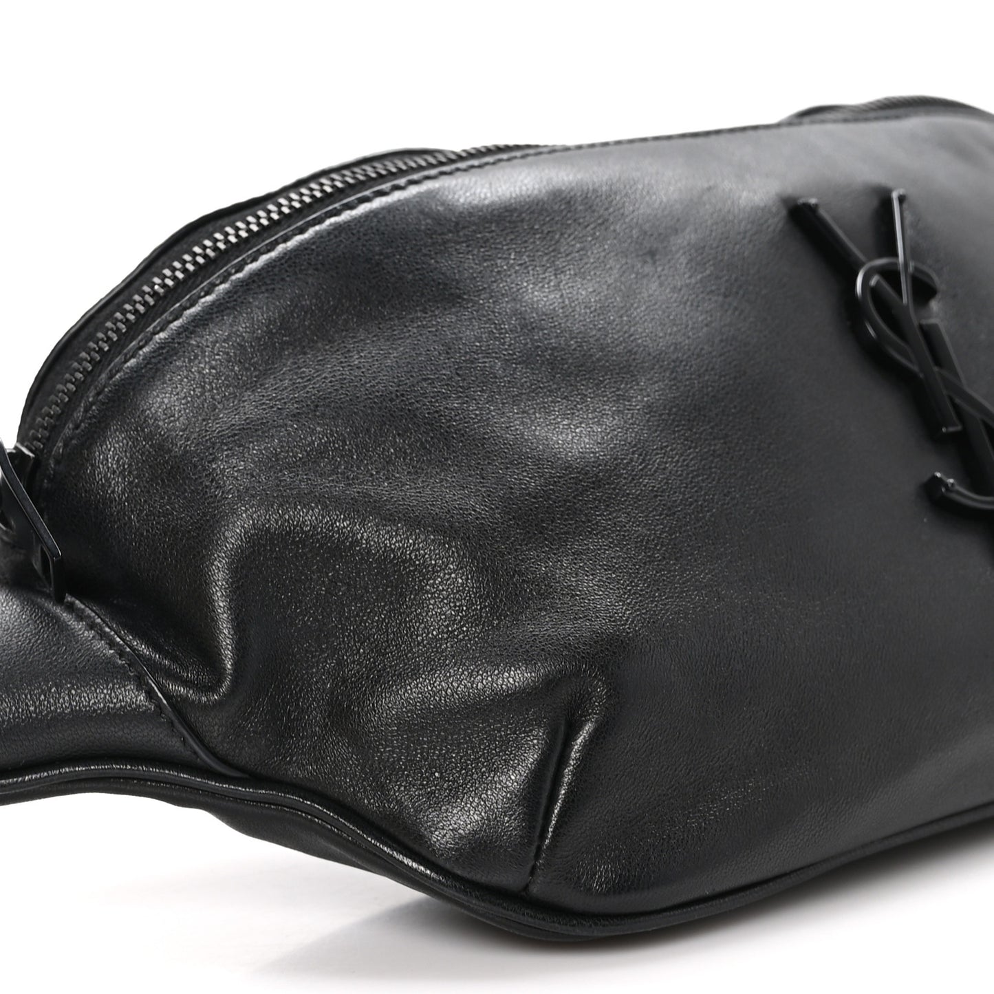 Calfskin Crocodile Embossed Monogram Belt Bag Black