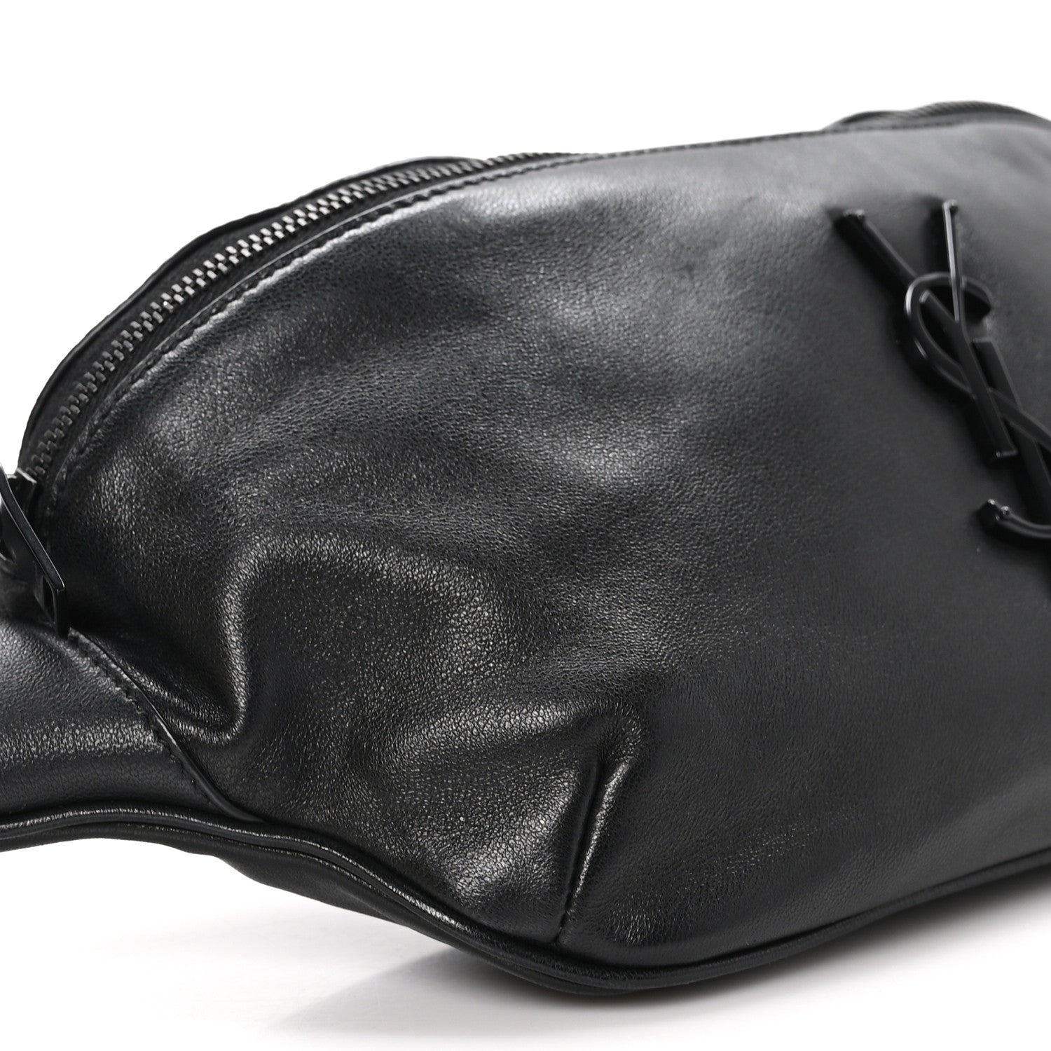 Saint Laurent Calfskin Crocodile Embossed Monogram Belt Bag Black 9 of 11