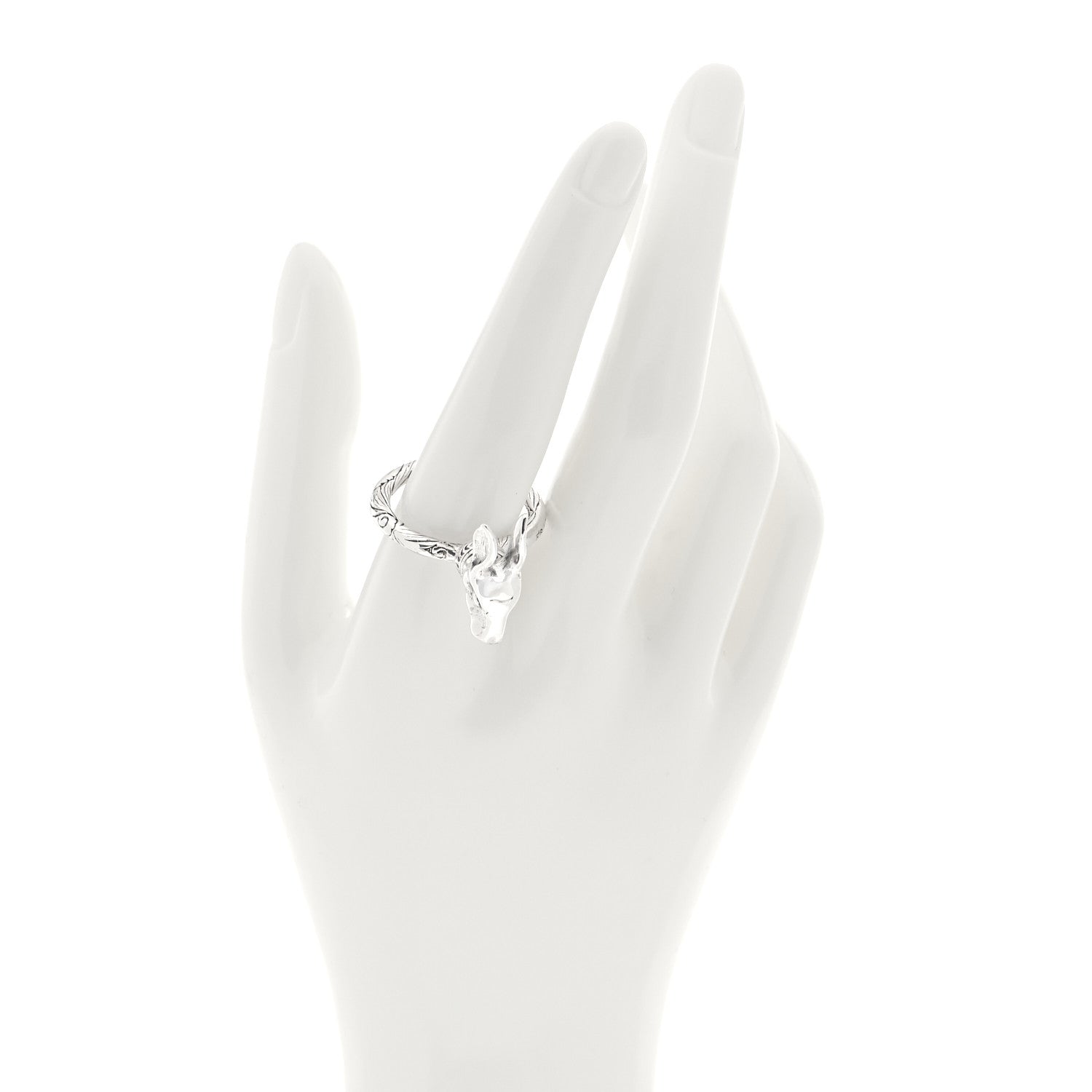 Gucci Sterling Silver Anger Forest Rabbit Head Ring 63 10.5 2 of 6