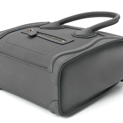 Celine Drummed Calfskin Nano Luggage Kohl 11 of 11