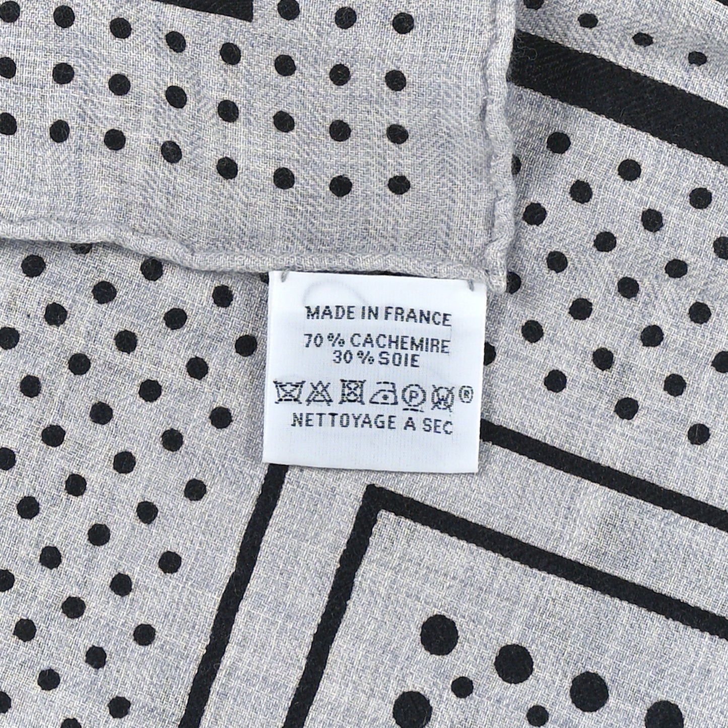 Cashmere Silk Les Cles Bandana Shawl 140 Gris Chine Black