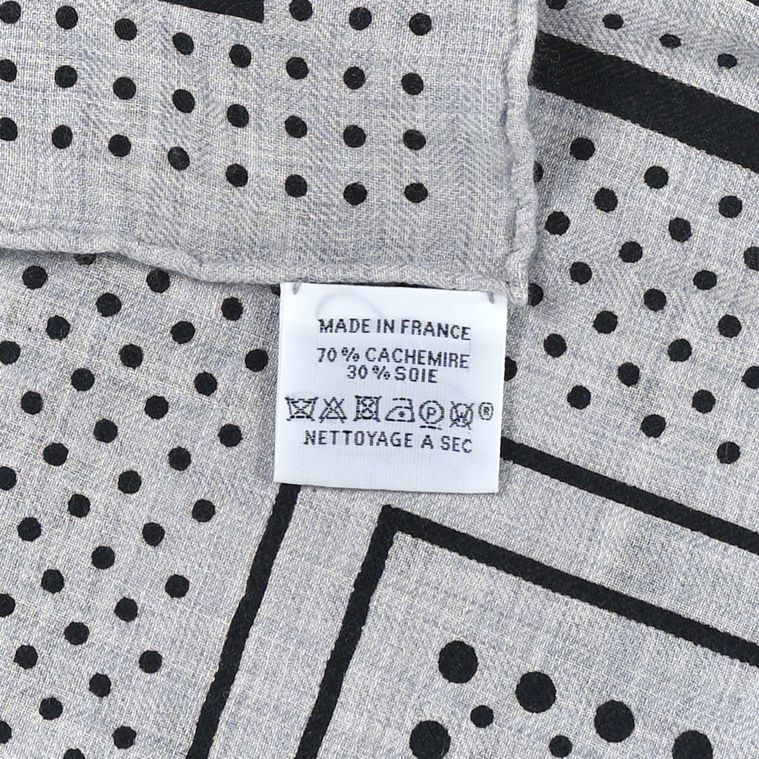 Hermes Cashmere Silk Les Cles Bandana Shawl 140 Gris Chine Black 2 of 3