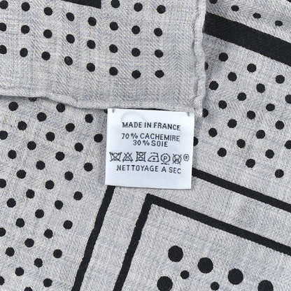 Hermes Cashmere Silk Les Cles Bandana Shawl 140 Gris Chine Black 2 of 3