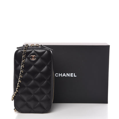 Chanel Lambskin Quilted Zip Phone Case Black 10 of 10