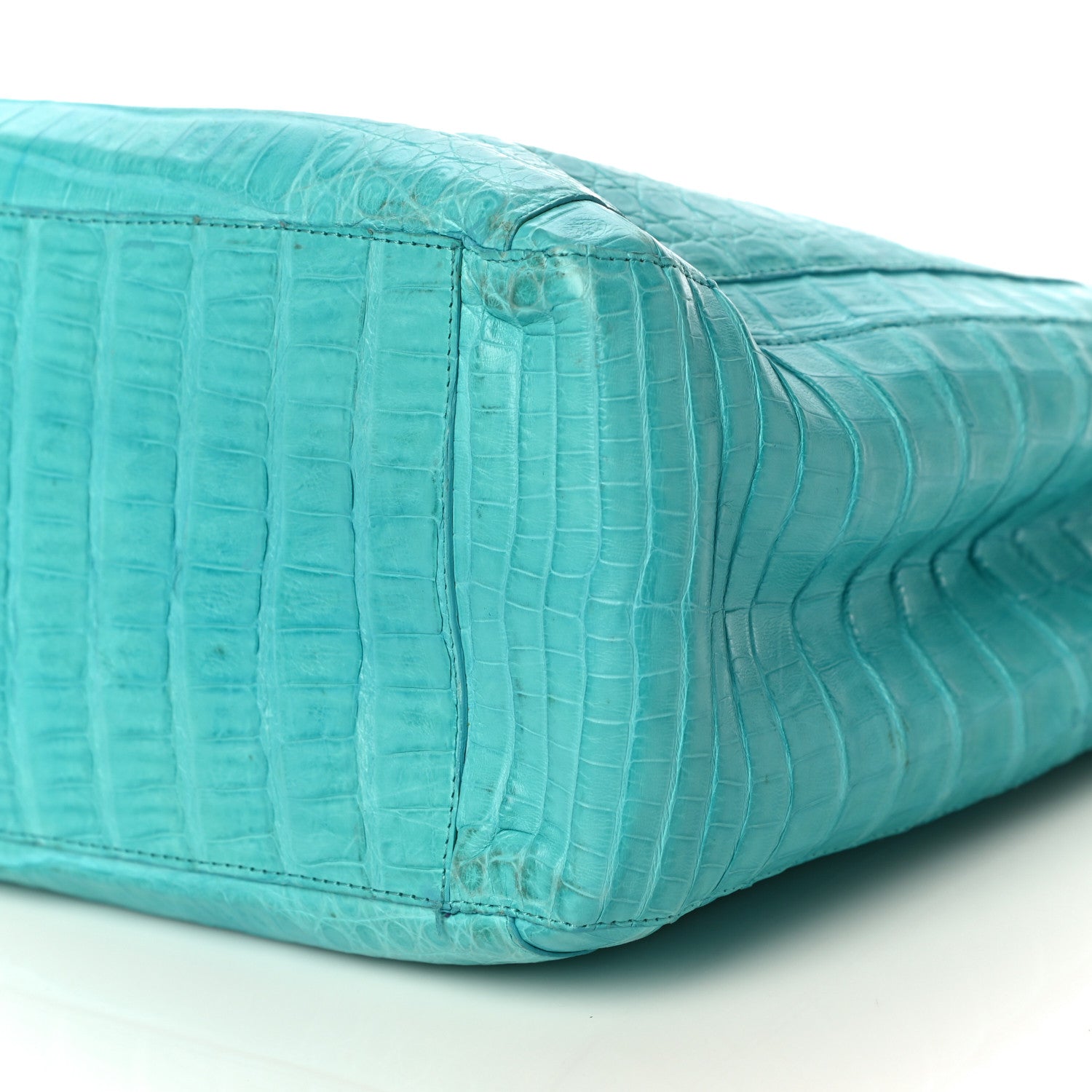 Nancy Gonzalez Glossy Crocodile Chain Tote Turquoise 10 of 10