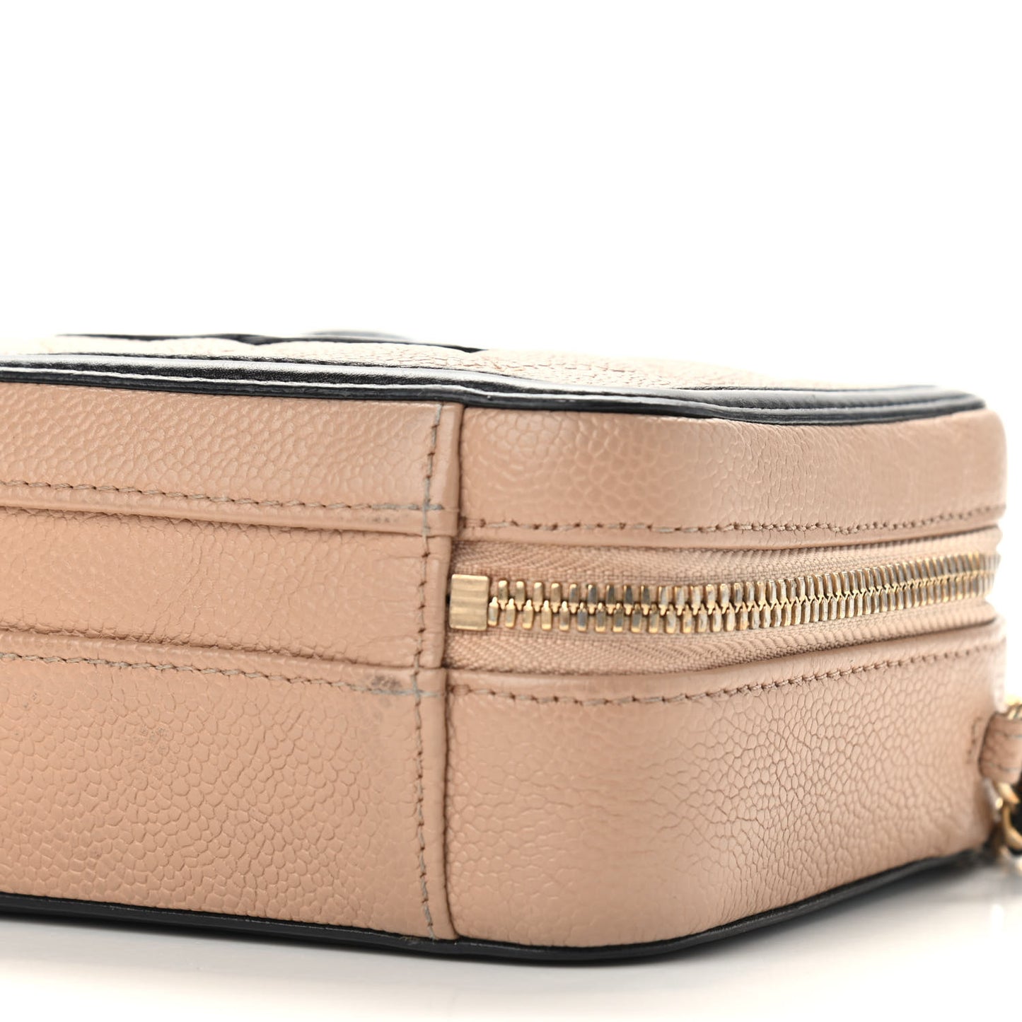 Caviar Quilted Small CC Filigree Vanity Case Beige Black