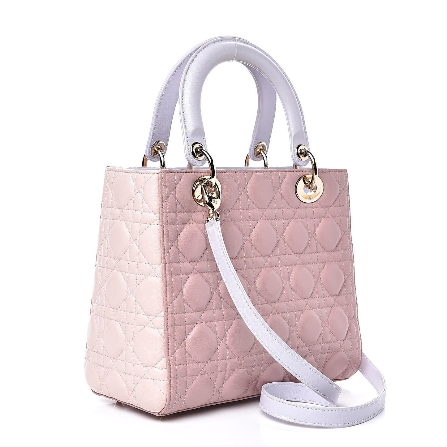 Lambskin Cannage Medium Tri-Color Lady Dior Rose Pale