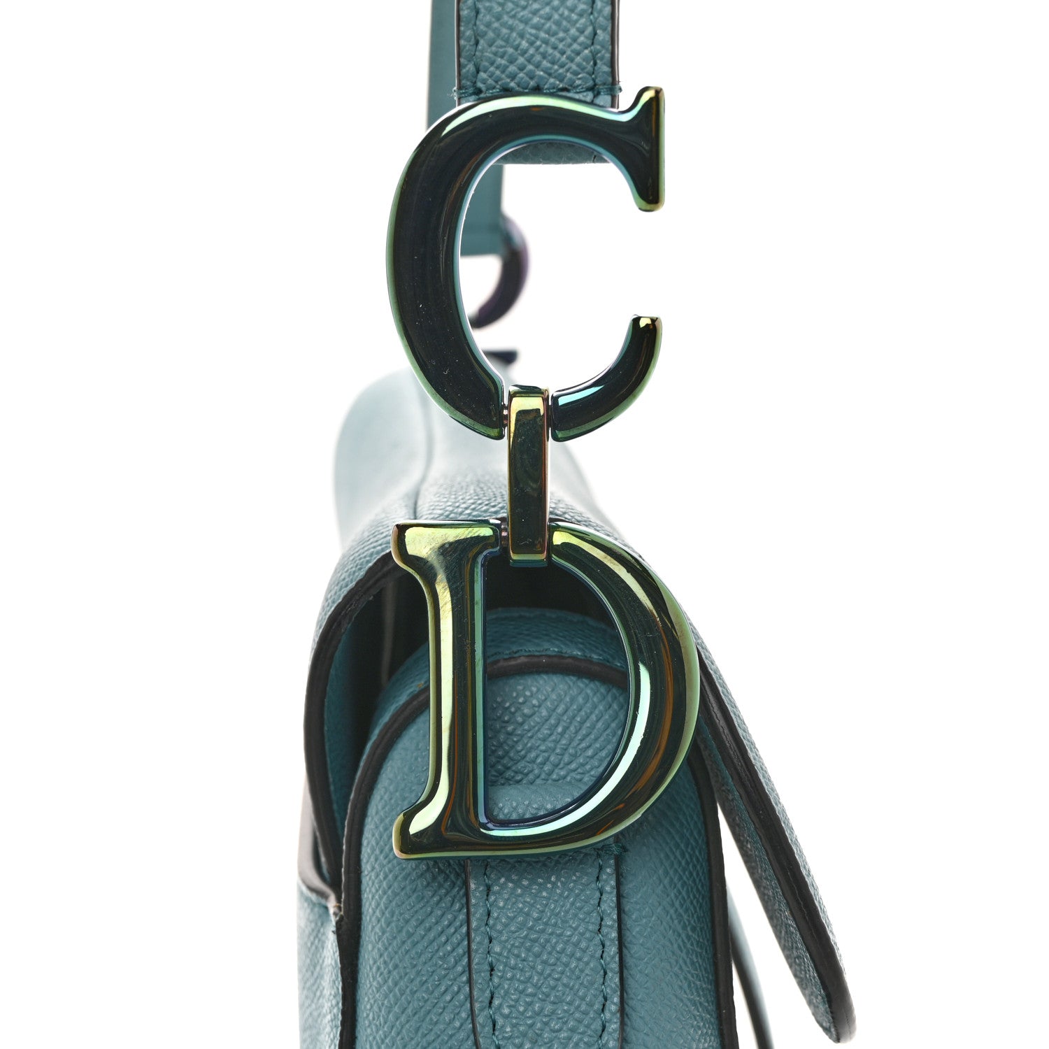 Christian Dior Grained Calfskin Saddle Bag Azure Blue 11 of 14