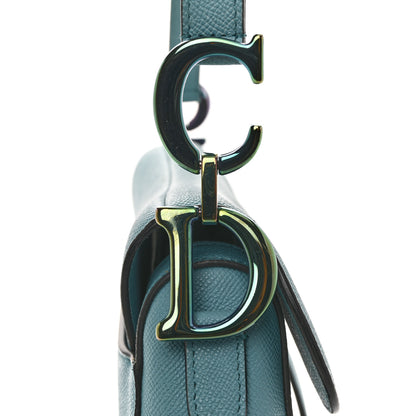 Christian Dior Grained Calfskin Saddle Bag Azure Blue 11 of 14