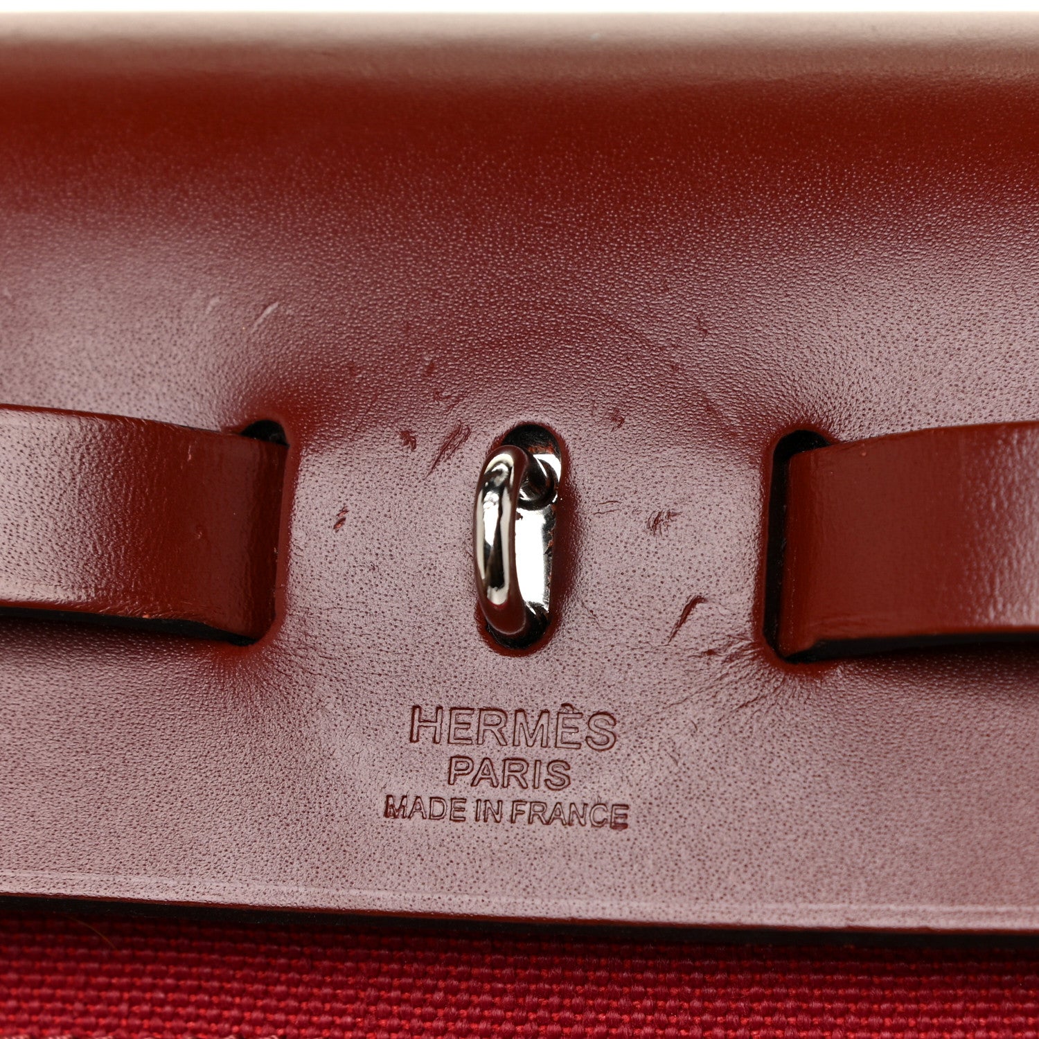Hermes Military Toile Vache Hunter Herbag Zip 31 PM Rouge Grenat 7 of 15