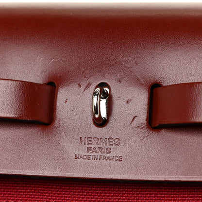 Hermes Military Toile Vache Hunter Herbag Zip 31 PM Rouge Grenat 7 of 15