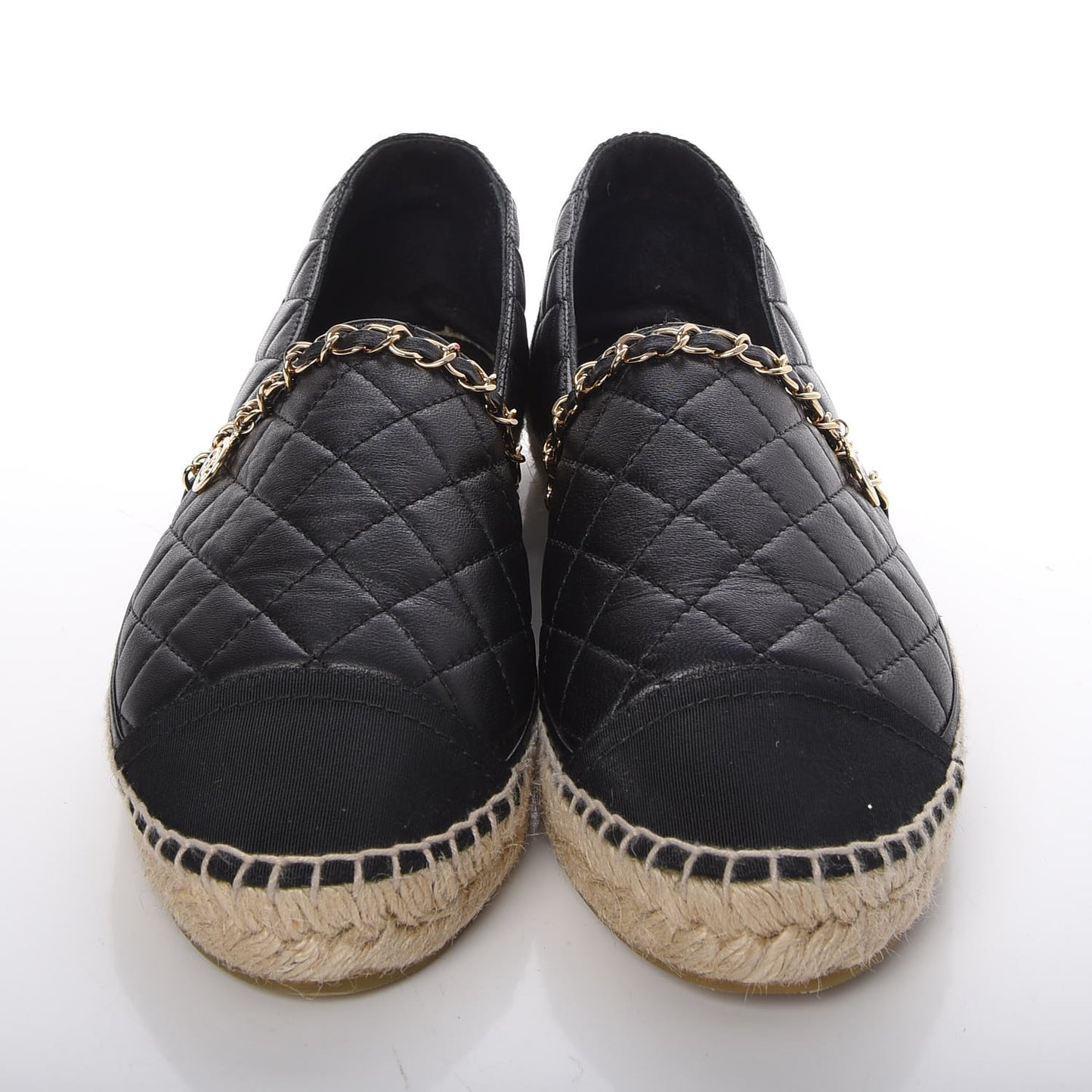 Lambskin Quilted CC Chain Espadrilles 41 Black