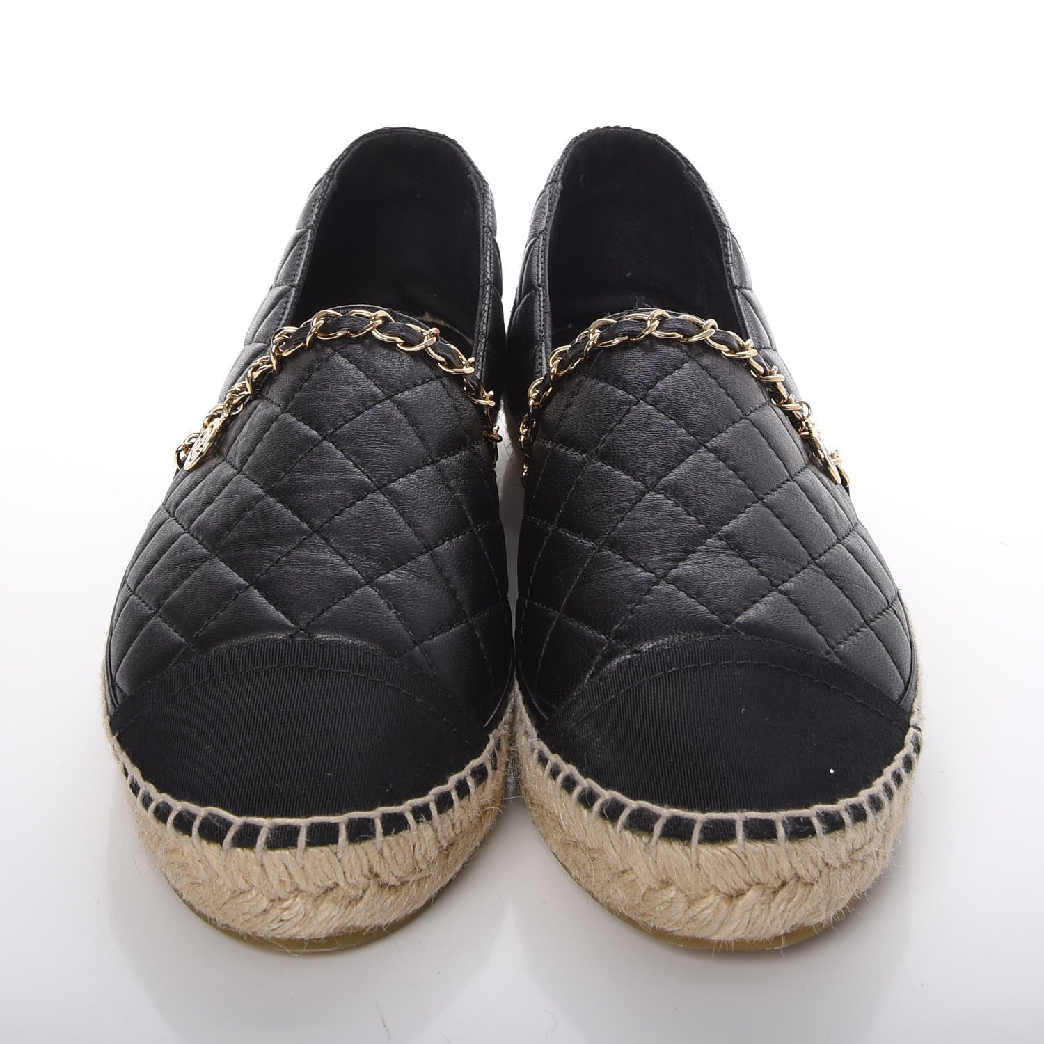 Chanel Lambskin Quilted CC Chain Espadrilles 41 Black 2 of 10
