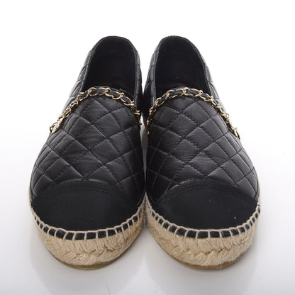 Chanel Lambskin Quilted CC Chain Espadrilles 41 Black 2 of 10