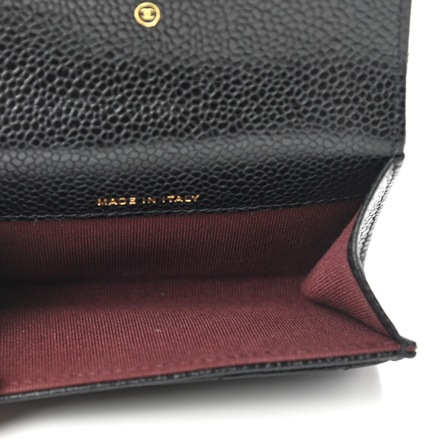 Caviar Quilted Flap Card Holder Wallet Black