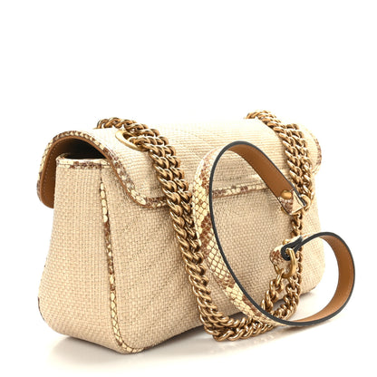 Gucci Raffia Elaphe Matelasse Small GG Marmont Shoulder Bag Natural Cream Brown 3 of 9