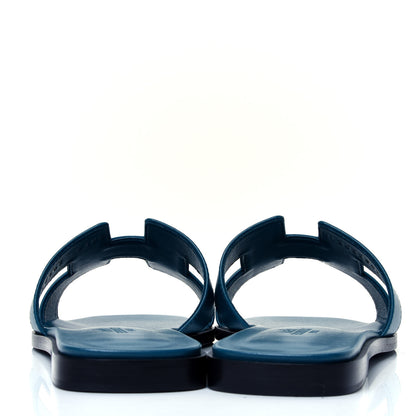 Hermes Calfskin Oran Sandals 37 Bleu Velvet 6 of 10