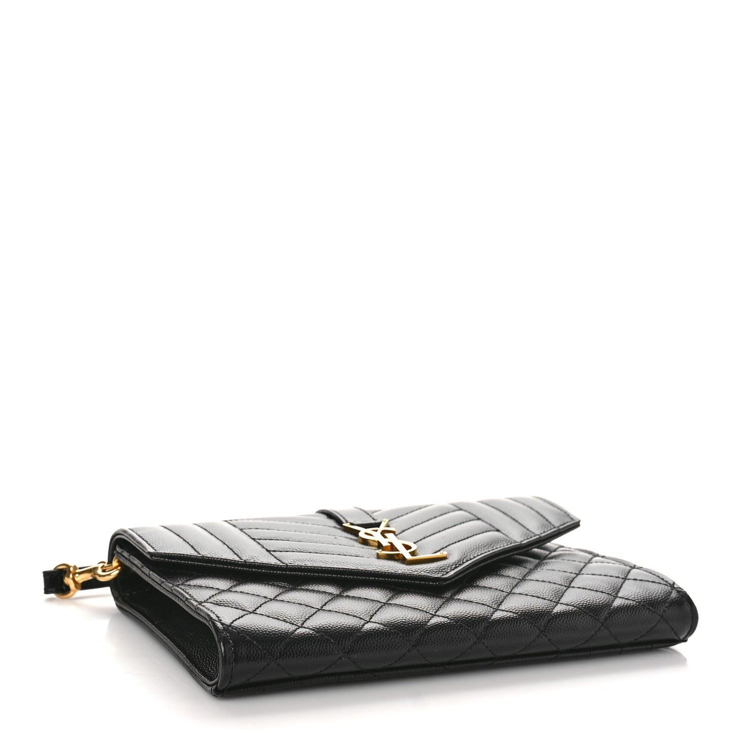 Grain De Poudre Textured Mixed Matelasse Triquilt Monogram Clutch Black