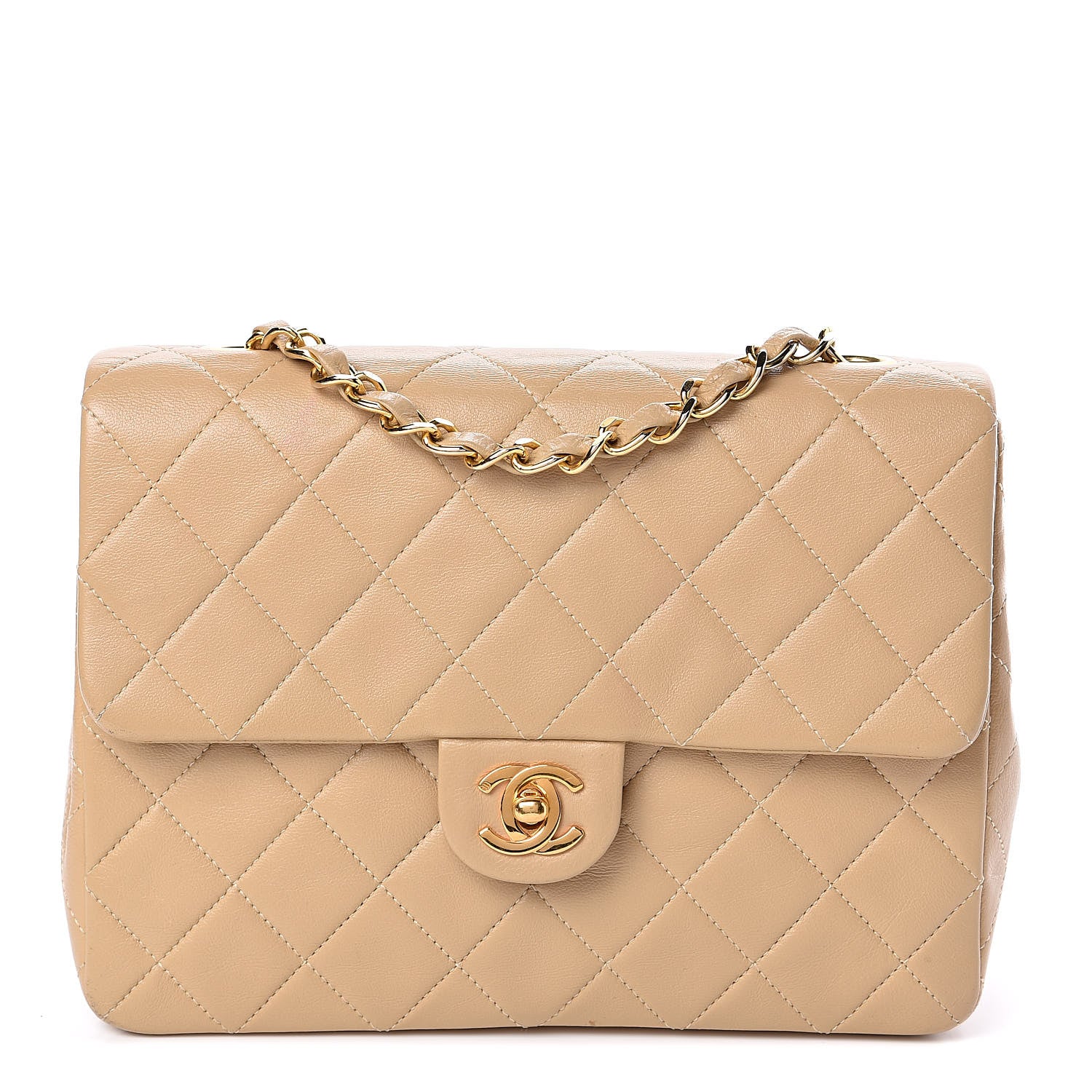 Chanel Lambskin Quilted Mini Square Flap Beige 1 of 12