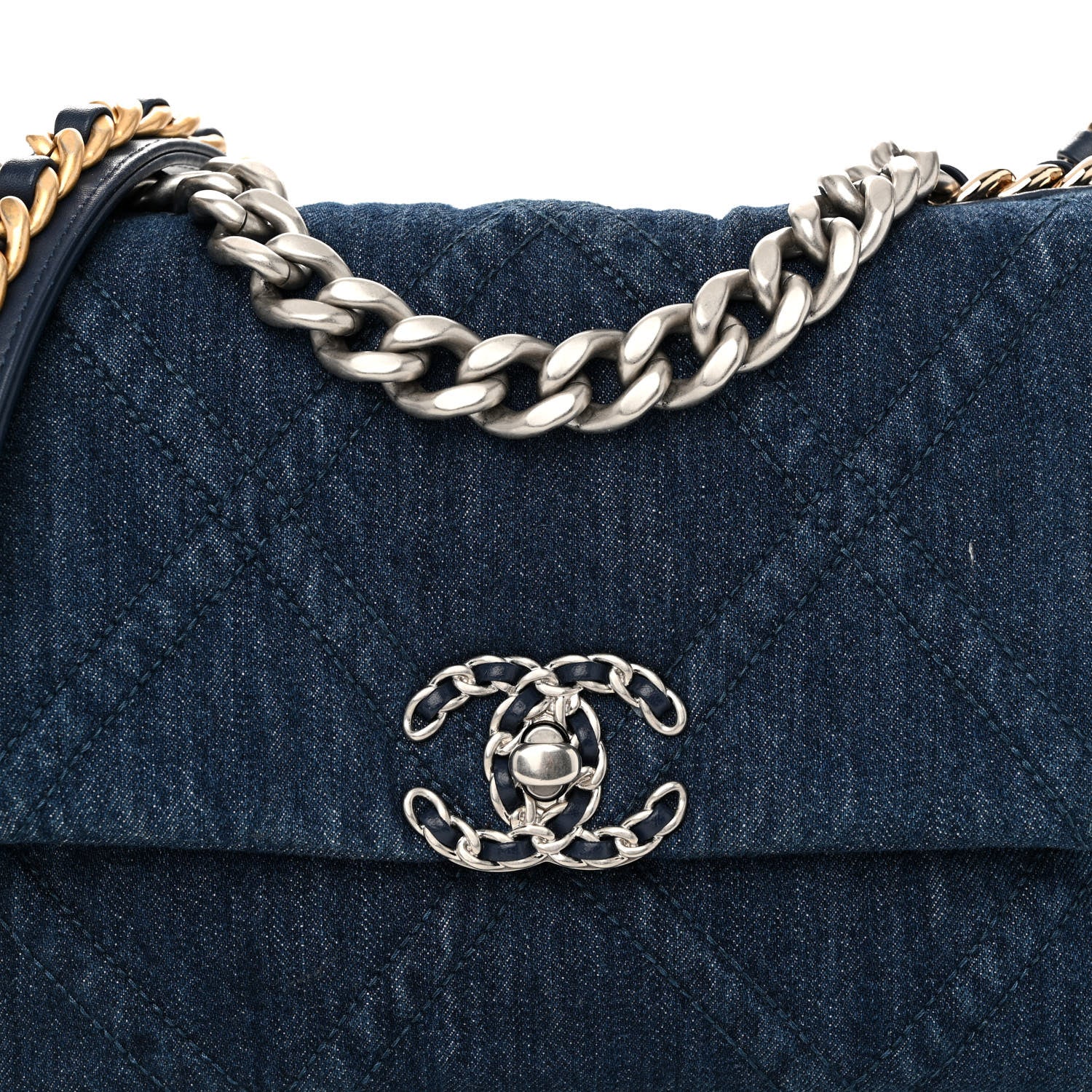 Chanel Denim Quilted Medium Chanel 19 Flap Blue 7 of 10