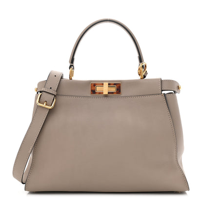 Fendi Vitello Seta Shiny Nappa Plexiglass Medium Peekaboo I SEE U Satchel Tortora 1 of 11