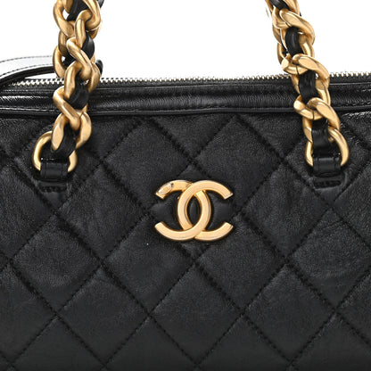 Chanel Shiny Lambskin Quilted Fashion Therapy Bowling Bag Black 10 of 10