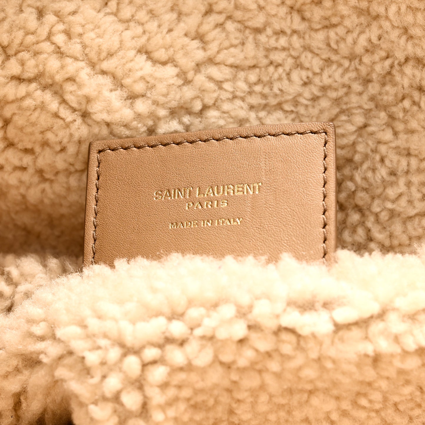 Suede Shearling Large Shopping Tote Natural Tan
