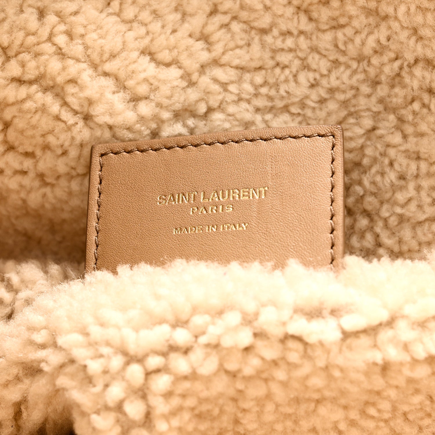 Saint Laurent Suede Shearling Large Shopping Tote Natural Tan 7 of 11