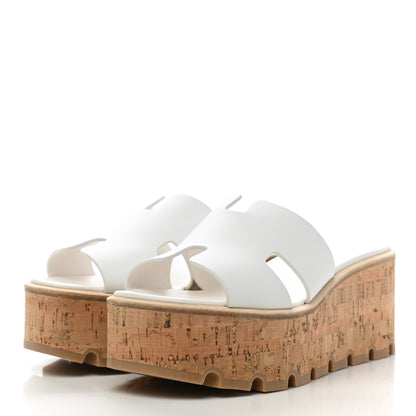 Hermes Calfskin Cork Eze 30 Sandals 36 White 3 of 8