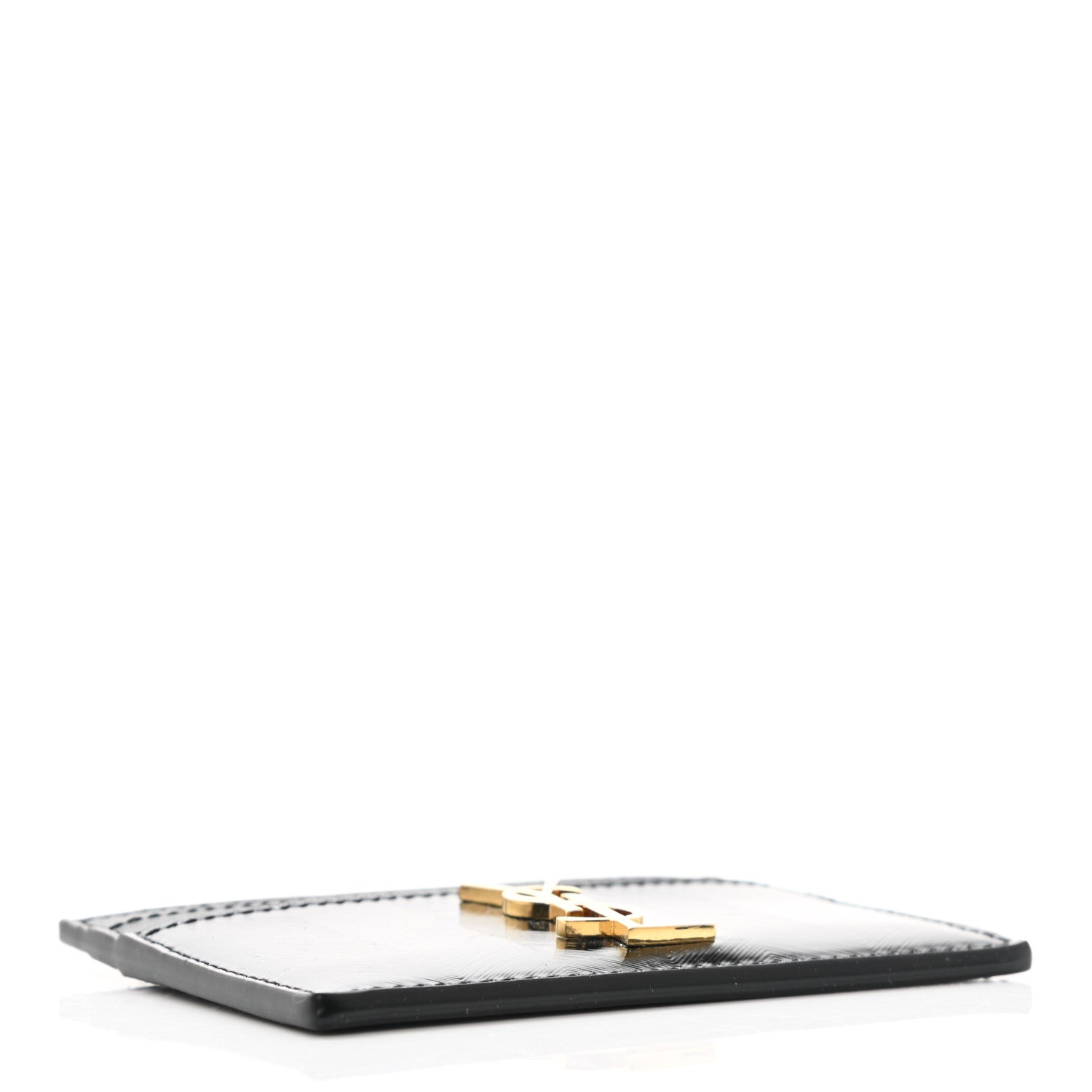 Saint Laurent Embossed Calfskin Monogram Cassandre Credit Card Case Black 4 of 7