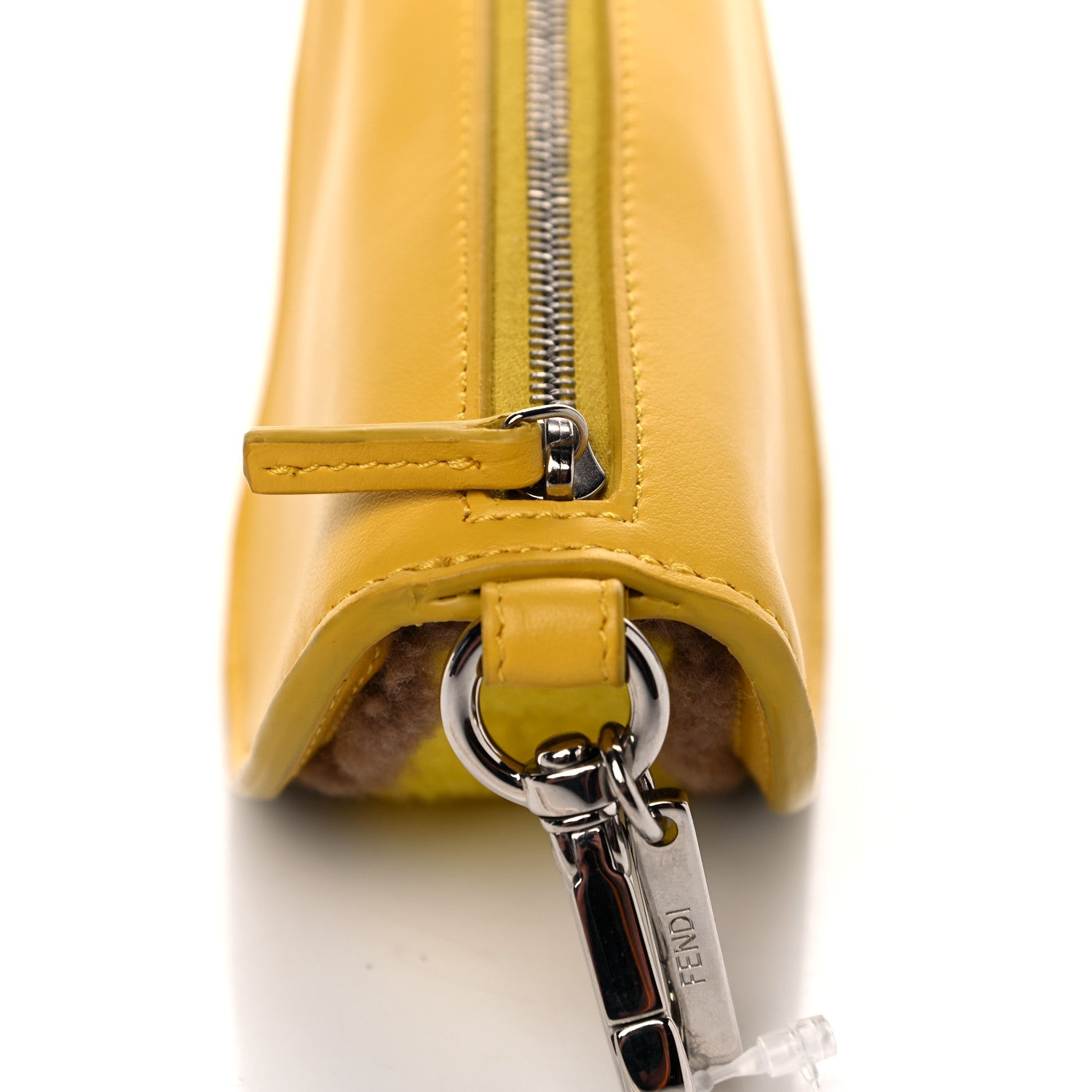 Fendi Shearling Calfskin FF Bag Charm Sunflower Cedro 9 of 9