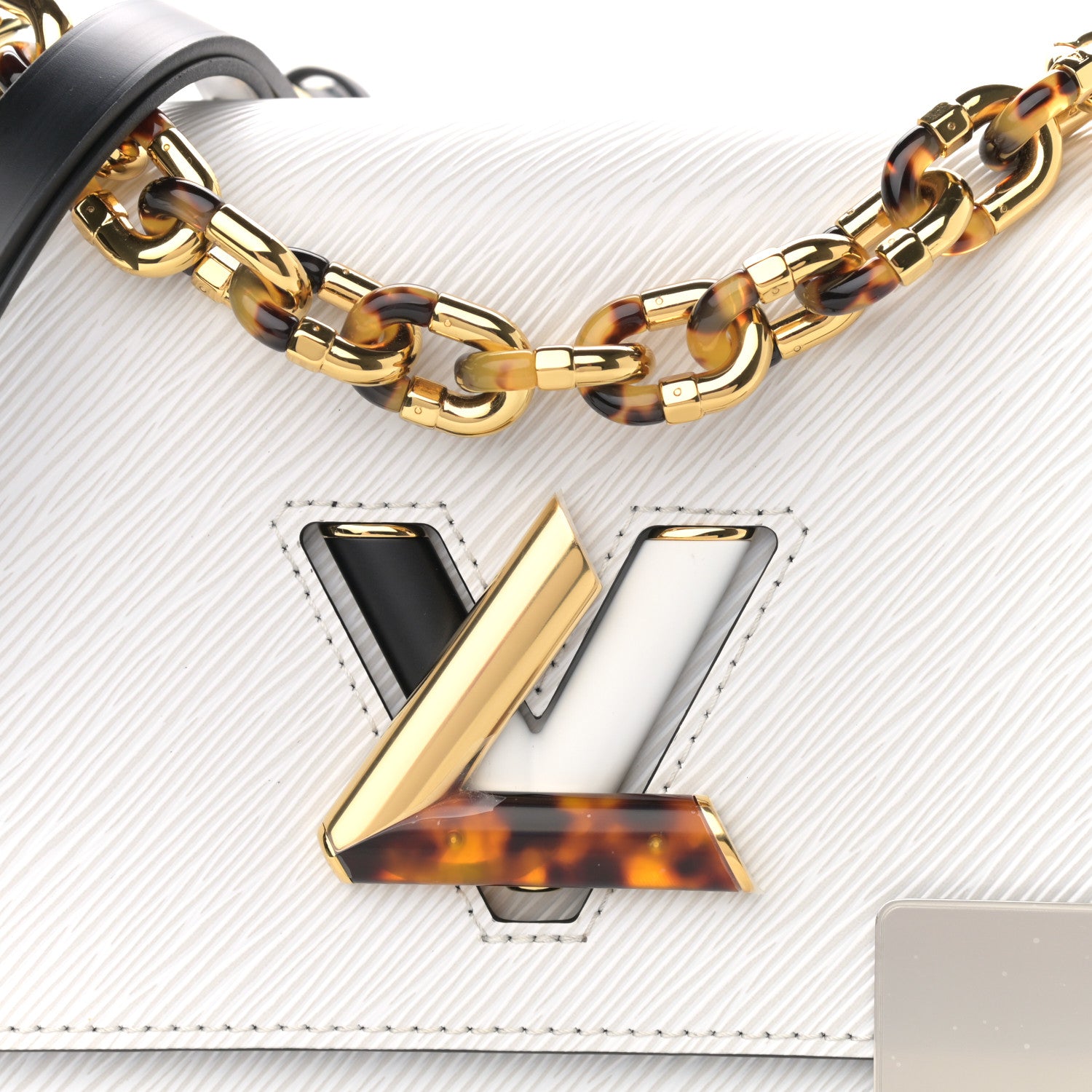 Louis Vuitton Epi Tortoiseshell Twist Shoulder Bag MM Black White 7 of 9