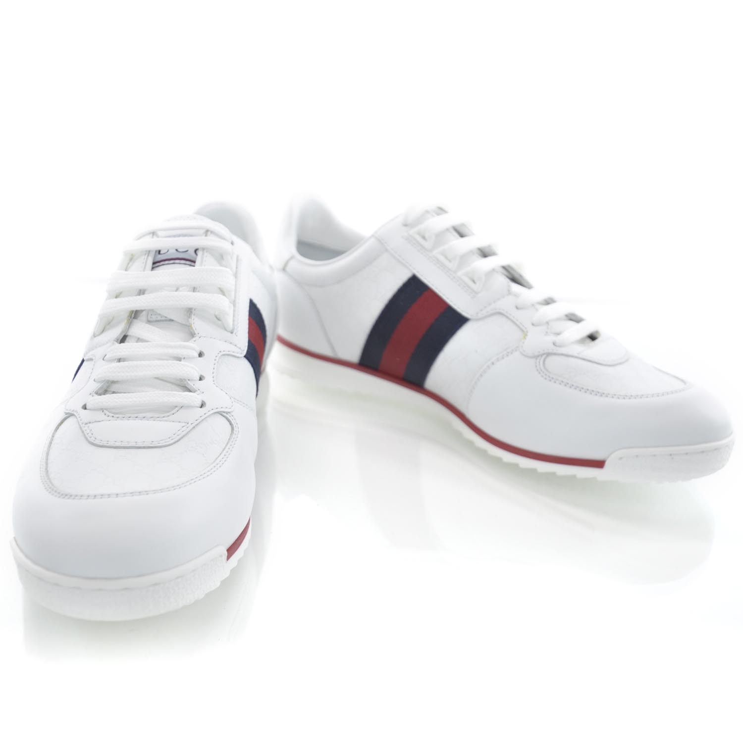 Gucci Mens Guccissima Web Sneakers 7.5 White 1 of 7