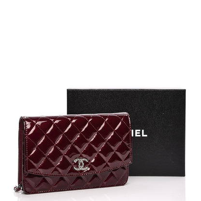 Chanel Patent Quilted Brilliant Wallet On Chain WOC Light Burgundy 9 of 9