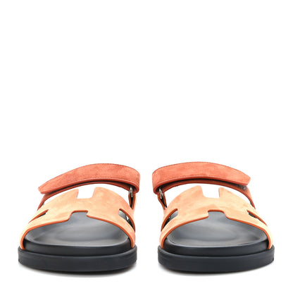 Hermes Suede Goatskin Womens Chypre Sandals 39.5 Rose Bois De Santal Rouge De Turin 2 of 9