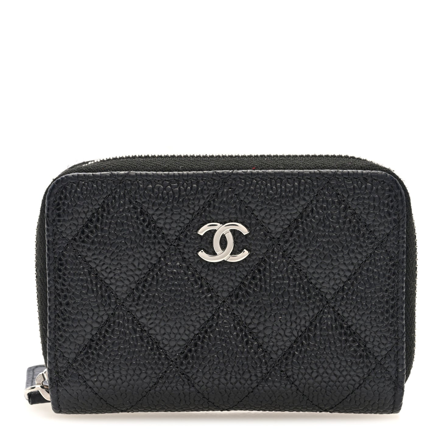 Caviar Quilted Zip Coin Purse Black
