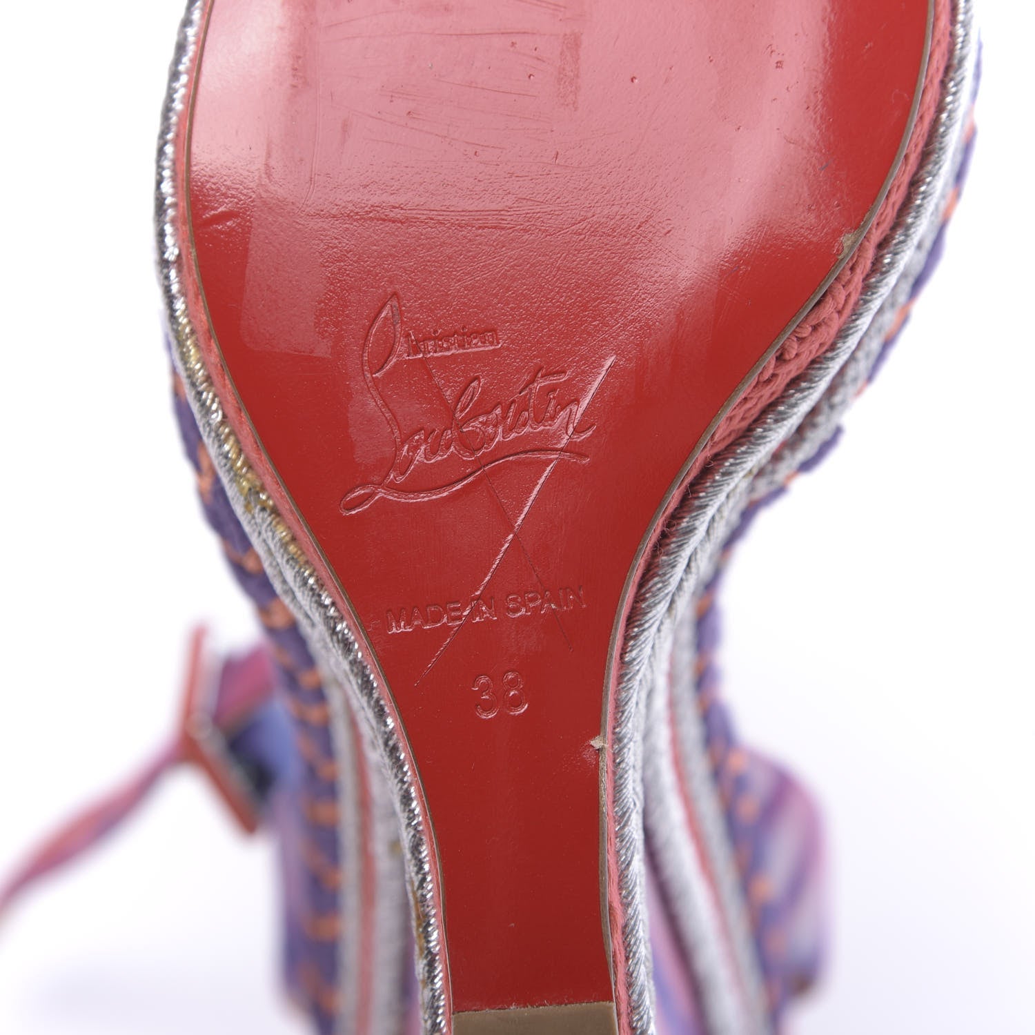 Christian Louboutin Fabric Tie Dye Duplice 120 Wedge Sandals 38 Multicolor 7 of 7