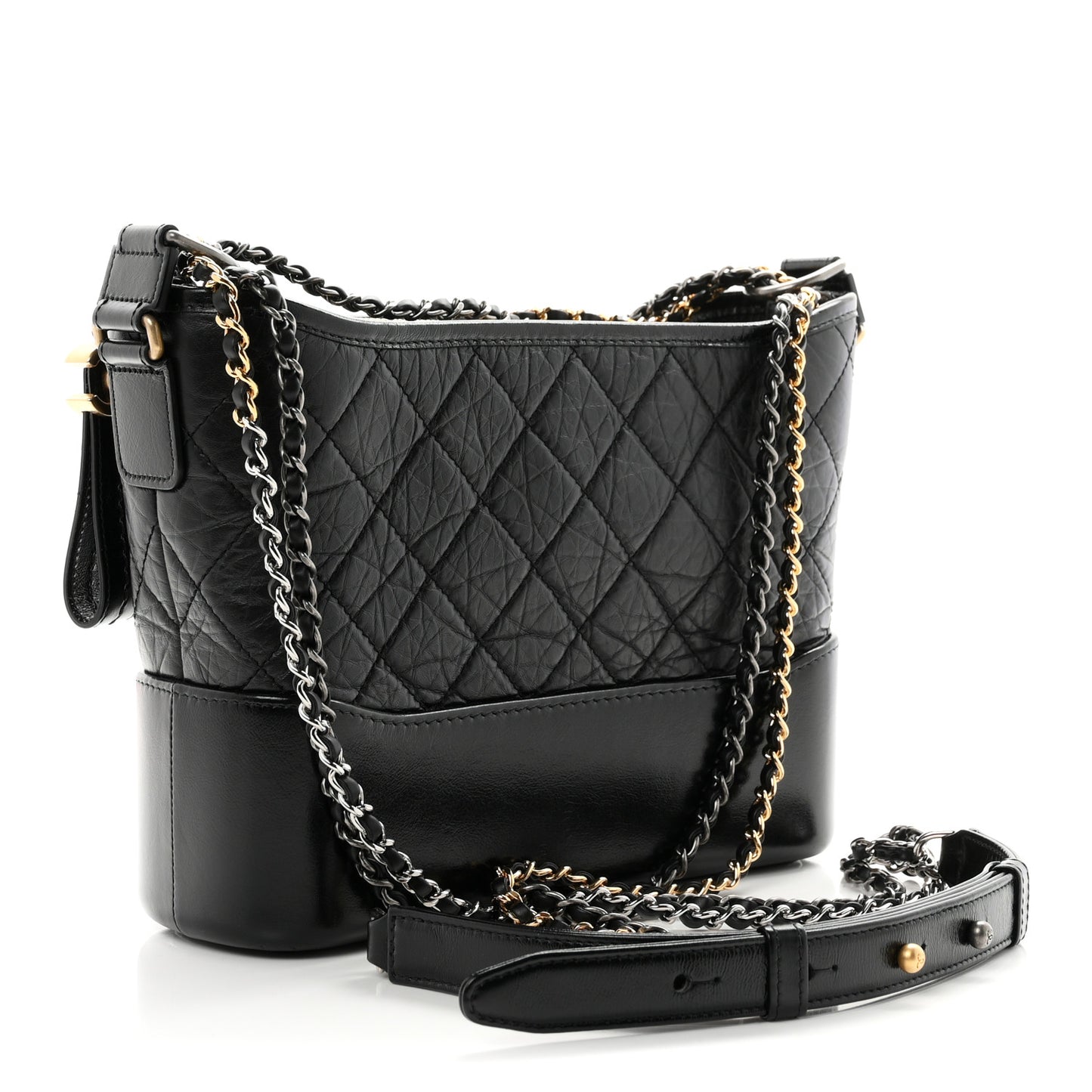 Aged Calfskin Quilted New Medium Gabrielle Hobo Black