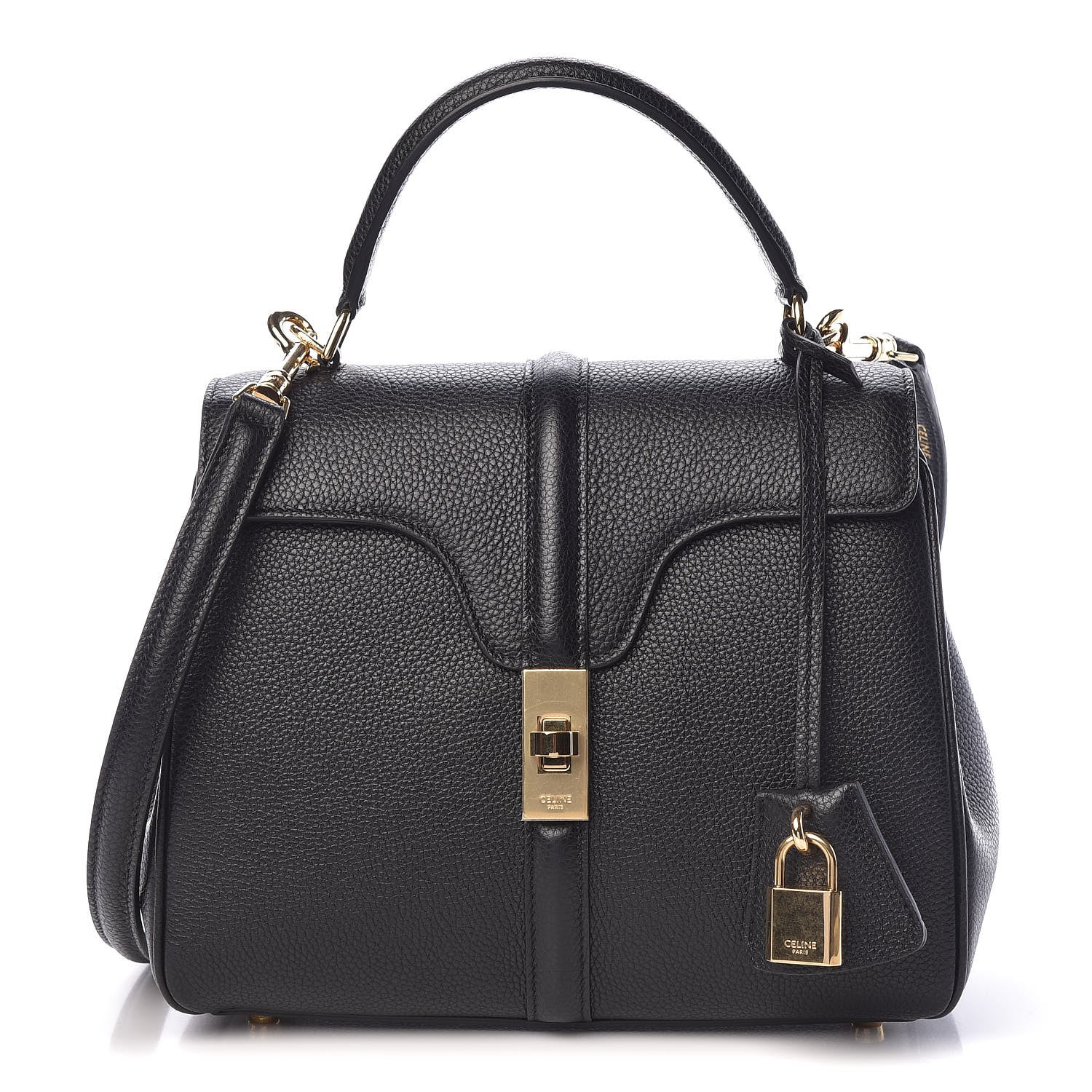Celine Grained Calfskin Small 16 Top Handle Bag Black 1 of 12