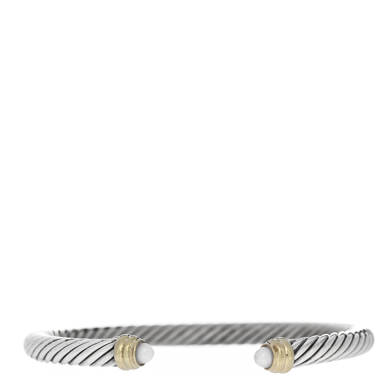 David Yurman Sterling Silver 14K Yellow Gold Pearl 5mm Cable Classics Petite Color Bracelet 1 of 3